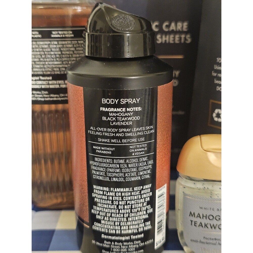 New Bath & Body Works Mahogany Teakwood 5pc Set-Mens- Laundry, Body, Hands - Picture 6 of 6